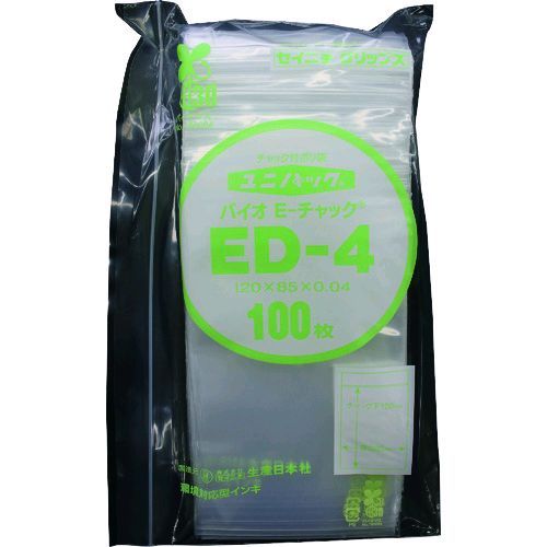 【即納在庫品】「直送」セイニチ ED-4-100 「ユニパック」バイオEチャック規格品 チャック付ポリエチレン袋 ED−4 120×85×0．0485×0．04 ED4100