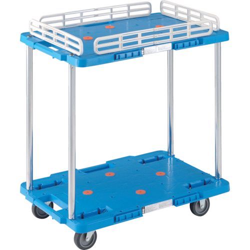 トラスコ中山 TRUSCO MPB-602K-B 樹脂製台車 ルートバン 2段式 こぼれ止め1段付 400X600 青 MPB602KB