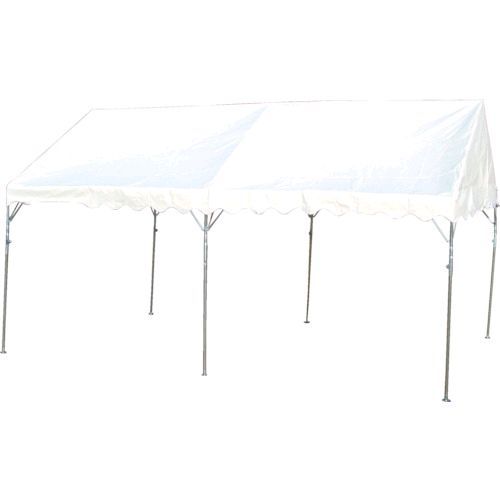旭産業メーカーお問い合わせ：052-761-4321【特長】●耐食性に優れた防錆樹脂コーティングを施した丈夫な溶融亜鉛メッキ鋼管のパイプを使用しています。●収納時に持ち運びも楽な折りたたみ設計です。●支柱が筋交いより下側で折れるので、天幕（帯紐取付）の固定が伏せたままできます。●軒桁を持ち安全・簡単に組立ができます。【用途】●資材置き場に●建設現場に●運動会に●贈呈用に【仕様】●間口(m)：7.08●奥行(m)：3.56●天幕色：白●棟高(m)：3.07●軒高(m)：2.0【仕様2】●表面に防錆樹脂コーティングを施した溶融亜鉛メッキ鋼管●軒高：2.0m●パイプ径31.8mm×1.6mm厚●天幕：日本防炎協会認定番号取得製品●天幕厚み：0.42mm【材質／仕上】●天幕:ポリエステルターポリン(厚さ0.42mm)●パイプ：溶融亜鉛メッキ鋼管　防錆樹脂コーティング【セット内容／付属品】●天幕収納袋【注意】●強風時には設営しないでください●ウエイトの利用をおすすめします。（別売）【原産国】日本