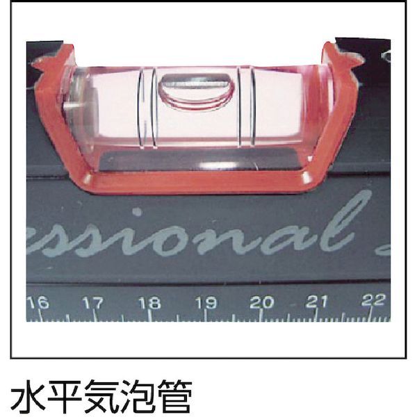 【即納在庫品】「直送」KOD RB-270M380MM マグネット付　箱型アルミレベル 黒×赤 RB270M380MM