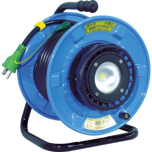 日動工業メーカーお問い合わせ：06-6905-6905【特長】●LEDライト付の屋外型電工ドラムです。●作業が長引き暗くなってしまった時、照明を用意していなかった時などに便利です。●ドラムに電源を繋ぐとスイッチにて点灯ができます。●作業電源と照明の1台2役として使用できます。【用途】●簡易・仮設照明。●各種屋外工事。●屋外作業の電源コード。【仕様】●電線仕様長さ(m)：20●電線仕様太さ(［［MM2］］)：2.0●電線仕様芯数(C)：3●定格電流(A)：5●コンセント仕様定格：キャップ付2P・15A・125V アース付●コンセント仕様形状：［［三相1］］●コンセント仕様個数：2●通電ランプ：○●2P・3P兼用プラグ：○●漏電遮断器仕様：漏電過負荷短絡保護兼用●LED：10W●全光束(Lm)：1000●1m照度(Lx)：410●漏電保護●過負荷保護●防雨型●電線種：VCT●接地端子：-【仕様2】●AC100V●防雨型コンセントキャップ【注意】●屋外使用の際使われる機器などのプラグは、規定の防水プラグを使用をしてください。【原産国】日本