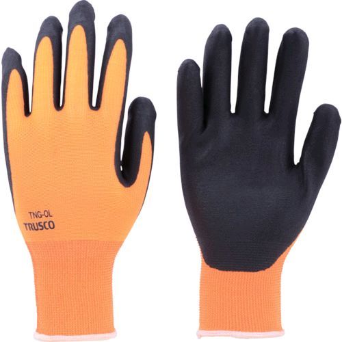 【即納在庫品】「直送」トラスコ中山 TRUSCO TNGOL 液晶対応すべり止め付ニトリル手袋 オレンジ L