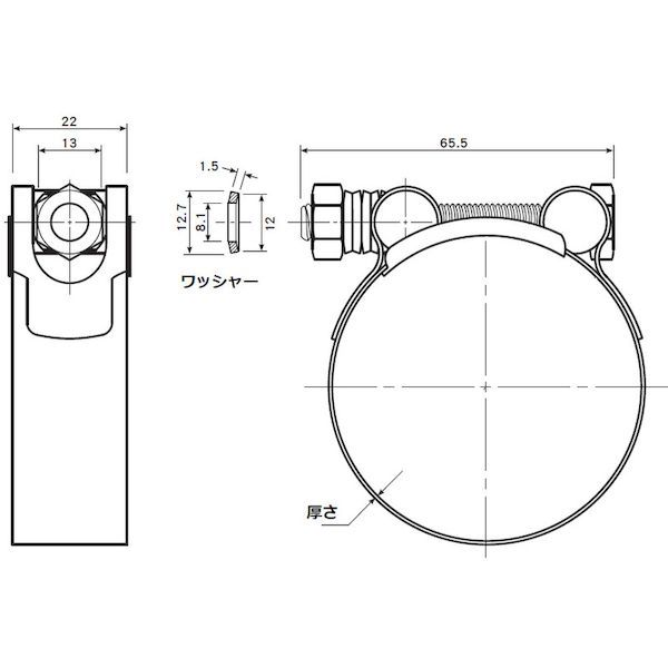 【即納在庫品】「直送」トラスコ TRUSCO TTHC-2251 Tボルトホースクランプ 48〜51mm TTHC2251