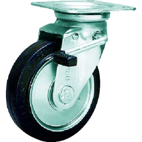 【即納在庫品】「直送」シシク WJB-130 スタンダードプレスキャスター　ゴム車輪　自在ストッパー付　130径 WJ WJB130