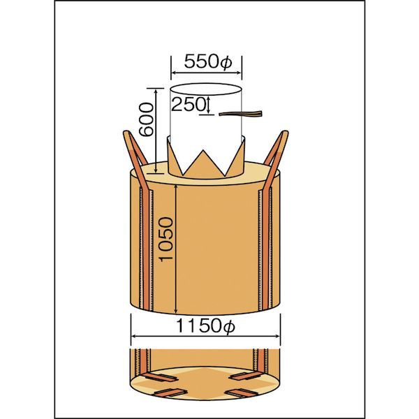 吉野 YSCBUBCBA4 コンテナバッグ 丸型 注入口付 最大充填荷重1000kg 外径Φ1150mm