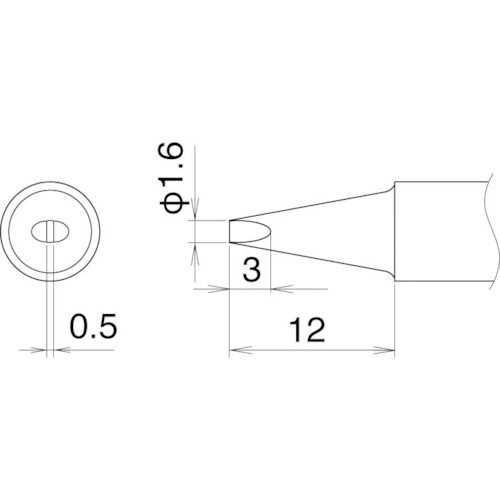 【即納在庫品】「直送」白光 白光 T22D16 こて先 1．6D型 400-4167 T22-D16 HAKKO 4962615038358 FM-2030用こて先