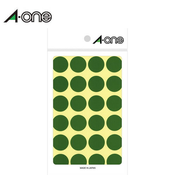 エーワン／カラーラベル　単色・緑　φ20mm（07043）14シート×24面・336片　識別に便利な丸型のラベル　グラフや分布図の作成、在庫管理などに／A-one【事務整理用品その他】