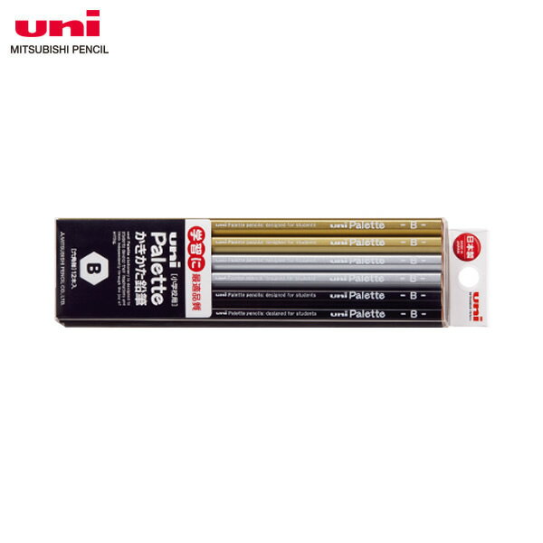 【硬度：B/2B/4B/6B】三菱鉛筆／uni palette（ユニパレット） かきかた鉛筆 6角・1ダース ブラック (K5617PLT BK) シンプルなデザインで長く使える！ MITSUBISHI PENCIL