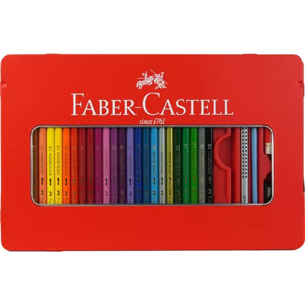シヤチハタ／ファーバーカステル 水彩色鉛筆 48色セット（TFC-WCP/48C）筆、消しゴム、削り器がセット