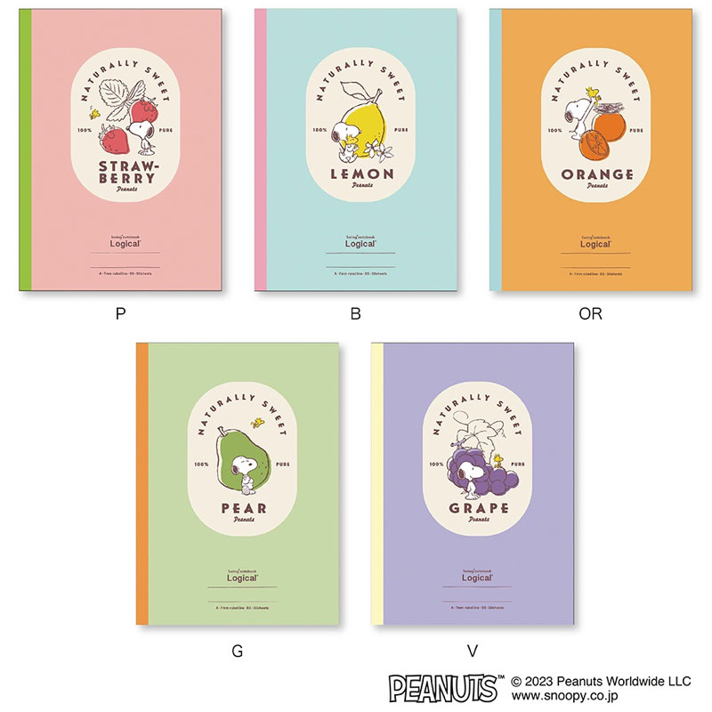 ナカバヤシ/スイング・ロジカルノート セミB5 A罫 スヌーピー ピュアフルーツシリーズ 5冊パック(NCB515A-5P) 文章を美しく見せる ロジカルノート...