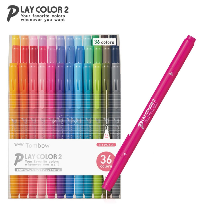 【36色セット】トンボ鉛筆/水性サインペン<プレイカラー2>GCB-013 手帳や手紙、イラストに!ギフトにもぴったりな定番サインペンのセット♪