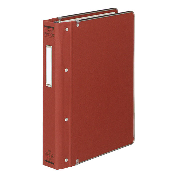 【B5縦型】KOKUYO／バインダーMP　ハ-120R　赤　布貼り　26穴　200枚収容　角金付き　平らに開いて楽に..