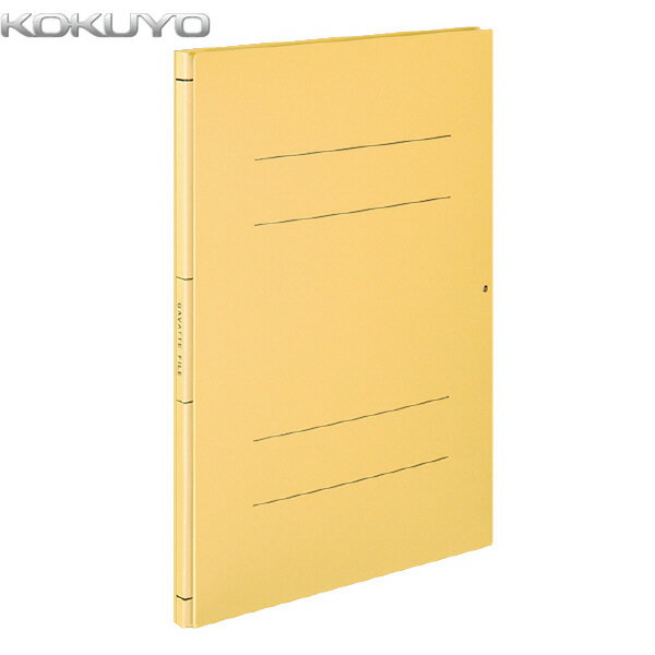 【A4縦型】KOKUYO／ガバットファイル(活用タイプ・紙製)　フ-V90NY　黄　2穴　1000枚収容　書類が最大10cm厚までとじられるガバットファイル　コクヨ ◆押さえとじ具の外つまみを軽く押し下げながら内側に引き寄せます。 ◆押さえとじ具の内つまみを、お互いに接するまで内側に引き寄せます。 ◆書類が8cm、または10cm厚までとじられる！ そのままの状態で8cmまで収容できます。とじ足のストッパー位置を移動させると10cm幅まで収容量を増やすことができます。(A4縦型のみ) ◆8cm以上の書類をとじる場合 1ツメを起こし2穴部分にとじ足を移動させる。3ストッパーをはずし、4押さえとじ具をあけて、とじ足を引っぱります。 ◆保存性UP 表紙につづりひも(別売り)に対応した穴があいているので、ひもを使い表紙が開かないように固定することができます。 ◆閲覧しやすい とじ具のとじ足が横方向にとび出さないので、閲覧の際に邪魔になりません。 ◆省スペース 薄型ファイルと違い、分冊の必要もなくなり、スマートに整理できます 書類量に応じて厚みが変化するので、ファイル内にデッドスペースを作らず、省スペースに役立ちます。 サイズ A4縦型 収容寸法 1mm〜10cm 収容枚数 1000枚 高・幅・背幅 303・220・14〜114 穴数 2穴 とじ穴間隔 80mmピッチ 表紙 色板紙(2枚重ね、古紙パルプ配合) 表紙色 黄