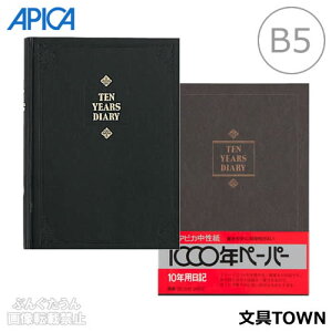 【B5サイズ】アピカ／10年日記（D305）横書き　1年3行×10年分　本綴じ　貼ケース　192枚　日付表示あり　1ページに10年分書ける日記帳／APICA