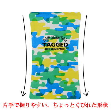 【Sサイズ】タグドメモパッド(TAMP-1108・898-873)迷彩04 100枚 ミシン目入り 横罫7mm 無地の裏にも書き込める♪握りやすい、くびれたメモパッド TAGGED MEMO PAD