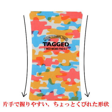 【Sサイズ】タグドメモパッド(TAMP-1109・898-874)迷彩05 100枚 ミシン目入り 横罫7mm 無地の裏にも書き込める♪握りやすい、くびれたメモパッド TAGGED MEMO PAD