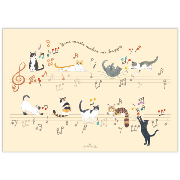 日本ホールマーク　レターパッド　コンフォート＆ピース　音符で遊ぶ猫