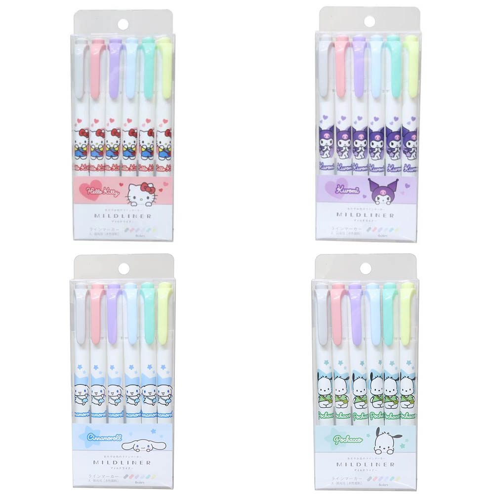 カミオジャパン　マイルドライナー6色セット　サンリオキャラクター