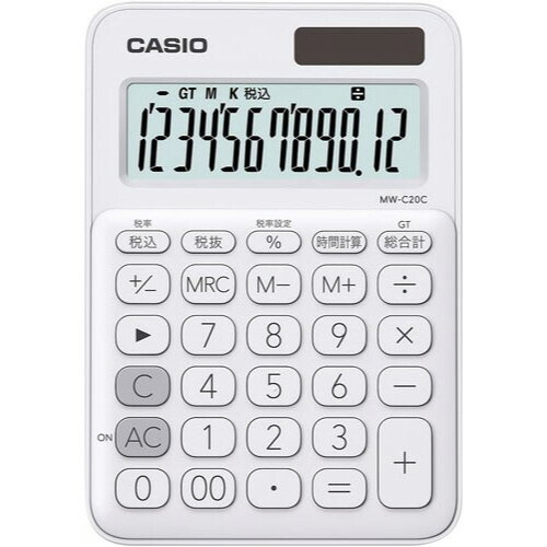 【ゆうパケット対応可】 カラフル電卓 MW−C20C−WE−N 白 MW-C20C-WE-N【カシオ計算機】 【ゆうパケット対応可】 カラフル電卓 MW−C20C−WE−N 白 MW-C20C-WE-N【カシオ計算機】