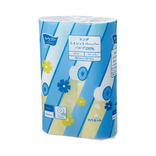 パ）パルプロングトイレットペーパー 110mm×60mダブル6ロール×44629-9758【カウネット】