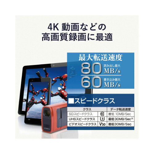 MicroSDXCカード／256GB　UHS−I　U3　256GB MF-MS256GU13V3R【エレコム】