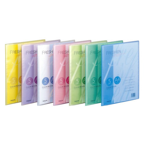 【ゆうパケット対応可】クリヤーブック＜フレッシェン＞　固定式　A4縦　5枚ポケット　黄ラ-S10Y【コクヨ】 2