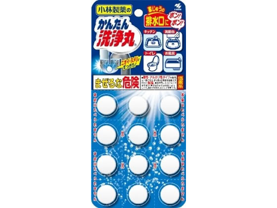 【仕様】ニオイ・ヌメリがすっきり！●住宅用洗浄剤●液性：弱酸性〜中性●用途：台所・風呂・洗面所の排水口、便器の水たまり部等（銅、真ちゅう、鋳鉄、アルミニウム、軟質塩ビ、木、ゴム製のものには適しません）●使用量の目安：台所・浴室・洗面所の排水口・便器の水たまり部／1錠、ストレーナー・三角コーナー・まな板／約2Lの水に対して1錠●注文単位：1パック（5．5g×12錠）【備考】※メーカーの都合により、パッケージ・仕様等は予告なく変更になる場合がございます。【検索用キーワード】こばやしせいやく　コバヤシセイヤク　かんたんせんじょうまる　カンタンセンジョマル　キッチン　台所　お風呂　洗面台　トイレ　まな板のつけおき　食器のつけおき　5．5g　5．5グラム　1パック　12錠　排水口　ニオイとり　ヌメリとり　パイプ洗浄　E21702家じゅうの排水口にポン！ポン！