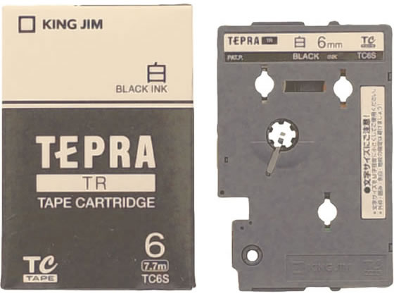 キングジム TC6S テプラTRテープカートリッジ 白 黒文字 6mm
