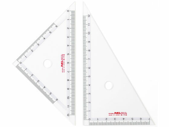 【商品説明】12cm目盛の二等辺三角形と直角三角形がセットになった商品です。ケース付き。白いラインが入っているため、定規を裏返しても目盛の文字が反転することがありません。【仕様】●規格：二等辺三角形／100×100×145×1．0mm、直角三角形／82×145×165×1．0mm●収納ケース付（軟質ケース）●材質：硬質PVC●注文単位：1セット（二等辺三角形＋直角三角形）【備考】※メーカーの都合により、パッケージ・仕様等は予告なく変更になる場合がございます。【検索用キーワード】にしけい　ニシケイ　三角定規　さんかくじょうぎ　サンカクジョウギ　文房具　スケール　ものさし　物差し　定規　じょうぎ　ジョウギ　製図用品　学校用　図画工作　図工　自由研究　製図用　事務用　建築用　小学校文具定規　小学校文具　小学生文房具　学用品　学習用　子供用　子ども用　こども用　12cm　さんすう　算数　二等辺三角形　直角三角形　1組　1セット　PT−5　PT5　教材　学童用品　定規　スケール　E34156軟質ケース入り12cm三角定規。