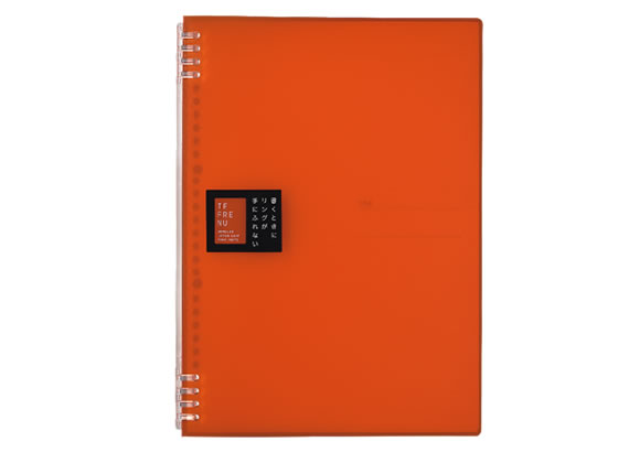 【仕様】独自開発の「上下セパレートリング」を採用。リングに邪魔されずに筆記できます。リングノートなのにリングが開閉。差し替え・追加が可能。市販のルーズリーフが使用できます。表紙を360°折り返せるので、スペースを取らず、コンパクト。デスク上での使用や、立ったままでの筆記にも便利。●色オレンジ：●サイズ：A4タテ型●寸法：縦304×横221×厚み14mm●カラー透明PP表紙●ルーズリーフ15枚付●最大収容枚数：30枚●対応ルーズリーフ：A4・30穴【備考】※メーカーの都合により、パッケージ・仕様等は予告なく変更になる場合がございます。【検索用キーワード】KINGJIM　きんぐじむ　TEFRENU　てふれーぬ　バインダーノート　リングノート　リング式ノート　A4サイズ　A4判　1冊　9856TTEオレ　ルーズリーフ対応　ノート　バインダー　9856TTE−OR　9856TTEOR　E34658表紙を360度折り返せてコンパクト。書くときにリングが手にふれない。