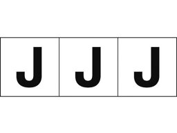 【お取り寄せ】TRUSCO アルファベットステッカー 30×30 ｢J｣ 白地／黒文字 3枚