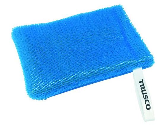 【お取り寄せ】TRUSCO 石鹸入れ付き手洗いスポンジブラシ ブルー TSSP-B