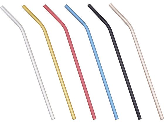 【お取り寄せ】片力商事 カラールアルミストロー (曲がり) ゴールド