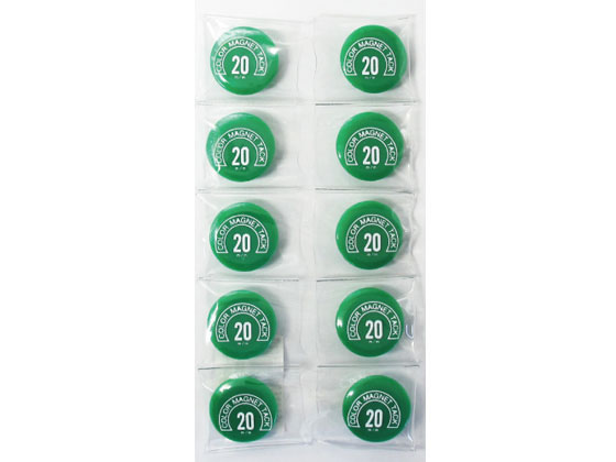 【お取り寄せ】ミツヤ カラーマグネット 丸型 #20 緑 10個 MR-20-GR