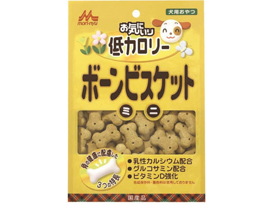【商品説明】お気にいり低カロリーボーンビスケットミニは、体重が気になる愛犬や運動量の少ない愛犬に配慮したビスケットです（当社ミルクビスケット対比：約15％減）。骨を構成する成分であるカルシウム、軟骨を構成する成分であるグルコサミンを配合し、カルシウムの吸収を助けるビタミンDを配合しました。【仕様】●お気にいり低カロリーボーンビスケットミニは、体重が気になる愛犬や運動量の少ない愛犬に配慮したビスケットです（当社ミルクビスケット対比：約15％減）。骨を構成する成分であるカルシウム、軟骨を構成する成分であるグルコサミンを配合し、カルシウムの吸収を助けるビタミンDを配合しました。●原材料名：小麦粉、蔗糖、コーン、全卵、食物繊維（難消化性デキストリン）、大豆粉、カゼインカルシウム、動物性脂肪（豚、　牛）、米糠、小麦ふすま、フィッシュミール（鮪）、重炭酸アンモニウム、脱脂粉乳、食塩、ビール酵母、グルコサミン、ミルクオリゴ糖、ビタミン（A、　D）、甘味料（ステビア）、ユッカ抽出物●成分：たんぱく質17．0％以上、脂質7．0％以上、粗繊維1．5％以下、灰分4．0％以下、水分8．0％以下、代謝エネルギー（ME）310kcal／100g　（1個当り約6kcal）●1日当りの給与量の目安（基本体重例）：小型犬20個以内、中型犬以上34個以内●給与方法：1日2〜3回に分けてお与えください。【検索用キーワード】森永乳業　森乳　サンワールド　もりにゅう　モリニュウ　さんわーるど　どっぐふーど　ドッグフード　ペット　犬（ドッグ）　おやつ（犬）　EB3148低カロリーボーンビスケットミニ。乳性カルシウム、グルコサミン、ビタミンD配合。