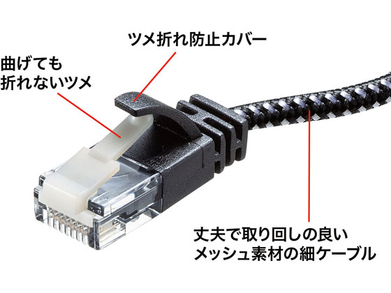 お取り寄せ サンワサプライ つめ折れ防止LANケーブル2m KB-T6AME-02BKW bungubin-10092769 BUNGU便 サンプル画像2