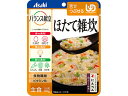 【商品説明】【UDF 区分3】舌でつぶせるほたての旨味を利かせ、にんじん・白菜とかき卵で仕上げました。【仕様】●ユニバーサルデザインフード●内容量：100g●原材料名：鶏卵、精白米（国産）、野菜（にんじん、はくさい）、白だし（小麦・さば・大豆を含む）、イヌリン（食物繊維）、ほたて貝柱水煮、ほたてエキス、ごま油、チキンエキス、食塩、米酢、香辛料、乾燥わかめ、牛コラーゲンペプチド／増粘剤（キサンタン）、調味料（アミノ酸等）、V．B1。【備考】※メーカーの都合により、パッケージ・仕様等は予告なく変更になる場合がございます。【検索用キーワード】アサヒグループ食品　アサヒ　Asahi　あさひ　バランス献立　ほたて雑炊　ホタテ雑炊　ほたてぞうすい　介護食　介護食品　シニア食　シニア食品　舌でつぶせる　区分3　1パック　1個　1袋　100g　1人前　一人前　主食　介護食レトルト　レトルト　パウチ　パウチ入り　取寄　ユニバーサルデザインフード区分3　UDF区分3　介護食区分3　くぶん3