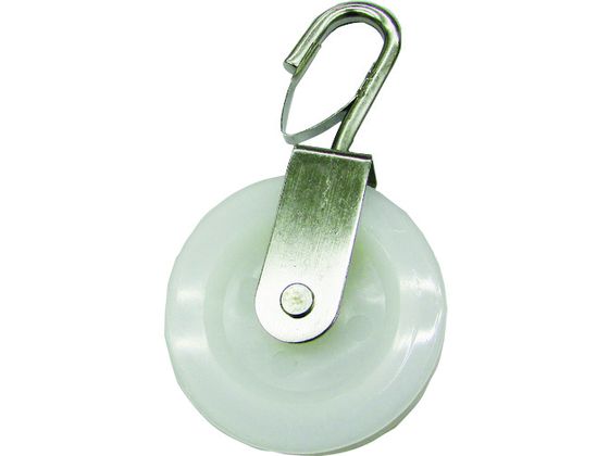 【お取り寄せ】水本 ナイロンプーリー フック外れ止め付 使用ロープ径~9mm