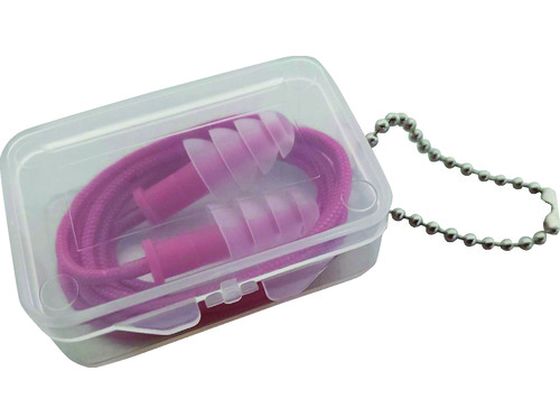 【お取り寄せ】TRUSCO 耳栓シリコンフランジ型 金属探知反応タイプコード付ケース入