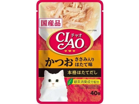 【商品説明】まだ歯の弱い子ねこや、歯が弱ってしまった高齢猫でも食べやすく、舐めるだけでおいしくいただけます。【仕様】●緑茶消臭成分配合●本格ほたてだし【かつお／ささみ入り・ほたて味】●原産国：日本●注文単位：1パック【備考】※メーカーの都合により、パッケージ・仕様等は予告なく変更になる場合がございます。【検索用キーワード】いなば　イナバ　INABA　いなばペットフード　いなばぺっとふーど　CIAO　チャオ　ちゃお　かつお　ささみ　ほたて　パウチ　パウチタイプ　成猫用　ウェットフード　ペットフード　ペット　フード　エサ　餌　えさ　猫　キャット　ねこ　ネコ　EC9513便利な使いきりタイプ。