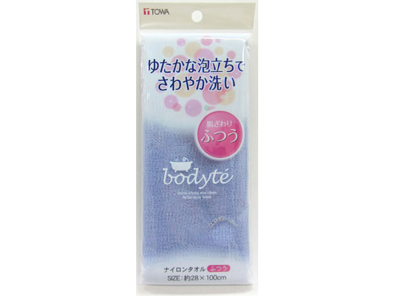 【商品説明】適度な肌ざわりで心地よい刺激感があります。少量の石鹸でもよく泡だち、お肌の汚れを落とします。すすぎが簡単で、水切れもよく、乾きが早いタオルです。【仕様】●サイズ：28×100cm●材質：ナイロン100【備考】※メーカーの都合により、パッケージ・仕様等は予告なく変更になる場合がございます。【検索用キーワード】東和産業　とうわさんぎょう　トウワサンギョウ　TOWA　BO　ナイロンタオル　ふつう　28×100cm　ブルー　BOないろんたおるふつう28×100cmぶるー　ナイロンタオル　フツウ　28×100cm　1枚　ボディタオル　ぶるー　バスグッズ　タオル　ナイロン　スキンケア　バス・ボディケア　ED2218豊かな泡立ちでさわやか洗い