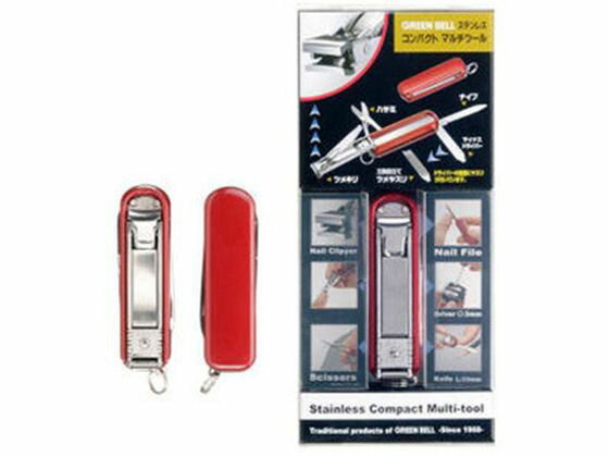【お取り寄せ】グリーンベル ステンレス コンパクトマルチツール 赤 GT-109