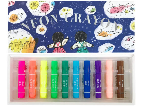 【お取り寄せ】コクヨ 蛍光くれよん 10色 KE-AC30