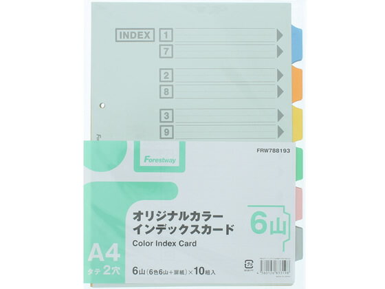 カラーインデックスカード A4タテ 6山 2穴 10組 Forestway
