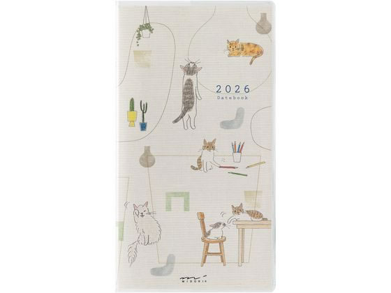【お取り寄せ】ミドリ ポケットダイアリー スリム ネコ柄 22362006