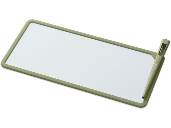 【商品説明】消耗品が無く、繰り返し書き消しできるメモ水に濡れても消えないので、水回りでも使える筆記性能を見直し、従来品よりコントラストアップどのような環境でも使いやすいナチュラルカラー消しカスが無く、クリーンに使える保存しておきたいメモは、Kaiteアプリで保存シリコーン素材採用で、デスク上でずれにくく、片手でもスマートに書ける【仕様】●材質：本体ベース／シリコーンゴム、PVC、筆記面／PET、専用ペン・活性化バー／ABS、マグネット●外形寸法：A4×1／3／W210　x　H100　x　D4mm●板面有効寸法：A4×1／3／W198×H88mm●重量（付属品含む）：A4×1／3／83g●付属品：イレーザー付き専用ペン、活性化バー【備考】※メーカーの都合により、パッケージ・仕様等は予告なく変更になる場合がございます。【検索用キーワード】PLUS　プラス　ぷらす　文具　文房具　ステーショナリー　事務用品　ビジネス小物　オフィス用品　備品　便利　グッズ　Kaiteメモ　カイテメモ　かいてめも　Kaite　かいて　カイテ　カイテ　メモ　メモ　MEMO　memo　めも　538250　KM−1021A−GR　KM1021A　KM−1021A−GR　KM1021AGR　くり返し　繰り返し　書き消し　書き消しできる　磁石　じしゃく　オリーブグリーン　おりーぶぐりーん　グリーン　green　A4×1　3　st＿aw＿04　文房具総選挙　E56568繰り返し書き消しできる！　Kaiteメモ