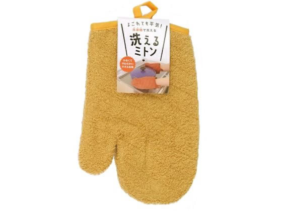 【商品説明】タオルの生地で作ったミトンです。人指し指と中指の間にステッチが入っているので、小さな女性の手でもしっかりフィットします。手首までカバーする長さがあります。ちょっとした汁はねもサッと拭けます。汚れても洗濯機で丸洗いができるので、お手入れも簡単です。左右兼用なので利き手に関係なくご使用できます。フックに吊り下げての収納に便利な吊りヒモも付いています。【仕様】●カラー：イエロー●商品本体サイズ：幅17×奥行1．3×高さ25cm●商品重量：43g●材質：生地：綿90％、ポリエステル10％、中綿、裏地：ポリエステル100％●梱包形態：裸【備考】※メーカーの都合により、パッケージ・仕様等は予告なく変更になる場合がございます。【検索用キーワード】さんべるむ　サンベルム　からーきっちんみとん　カラーキッチンミトン　いえろー　イエロー　黄色　ミトン　鍋つかみ　販売単位：1　入数：1　台所　キッチン　鍋　K72204　ミトン　鍋つかみ　鍋フタ　フライパン　土鍋　キッチン　洗濯　ずれない　タオル生地　洗える　キッチン雑貨　調理道具　E58046軽くてやわらかい生地で使いやすいミトン