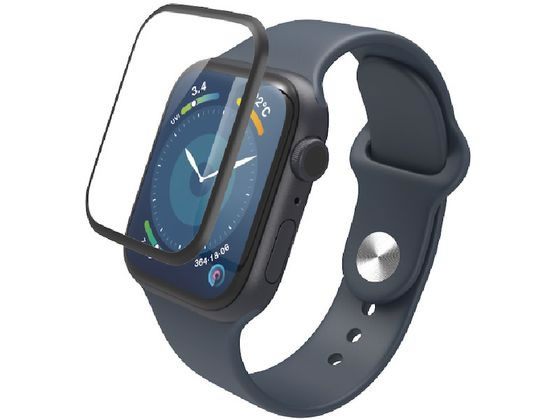 【お取り寄せ】エレコム アップルウォッチ ガラスフィルム 高透明 ブラック AW-23AFLGGRJ