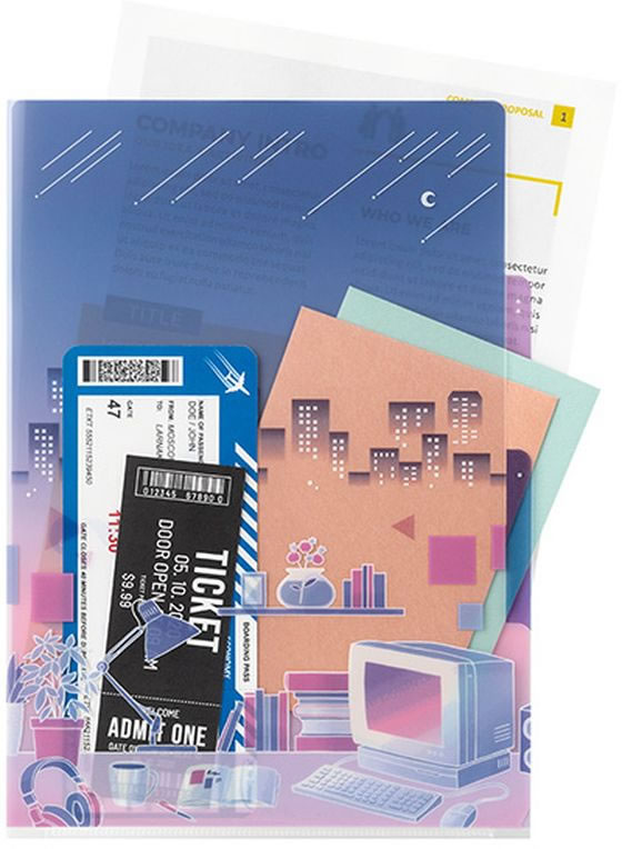 【お取り寄せ】ミドリ 3ポケットクリアホルダー A4 シティポップ 35570006
