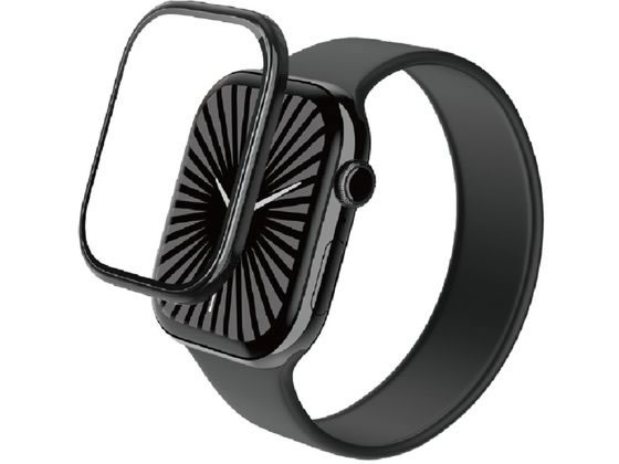【お取り寄せ】エレコム アップルウォッチ 46mm ガラスフィルム 極薄 ブラック